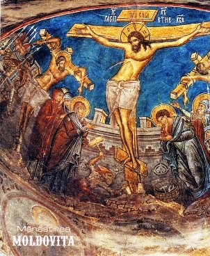 Răstignirea Domnului Iisus Hristos - Mănăstirea Moldoviţa - Frescă din 1537